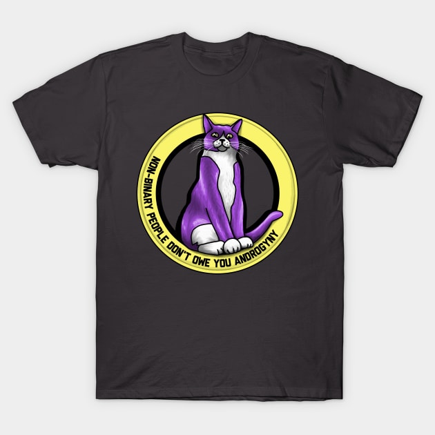 No Owed Androgyny Cat T-Shirt by Art by Veya